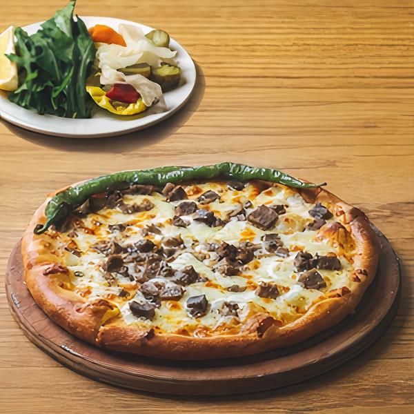 Yuvarlak Kavurmalı Peynirli Pide